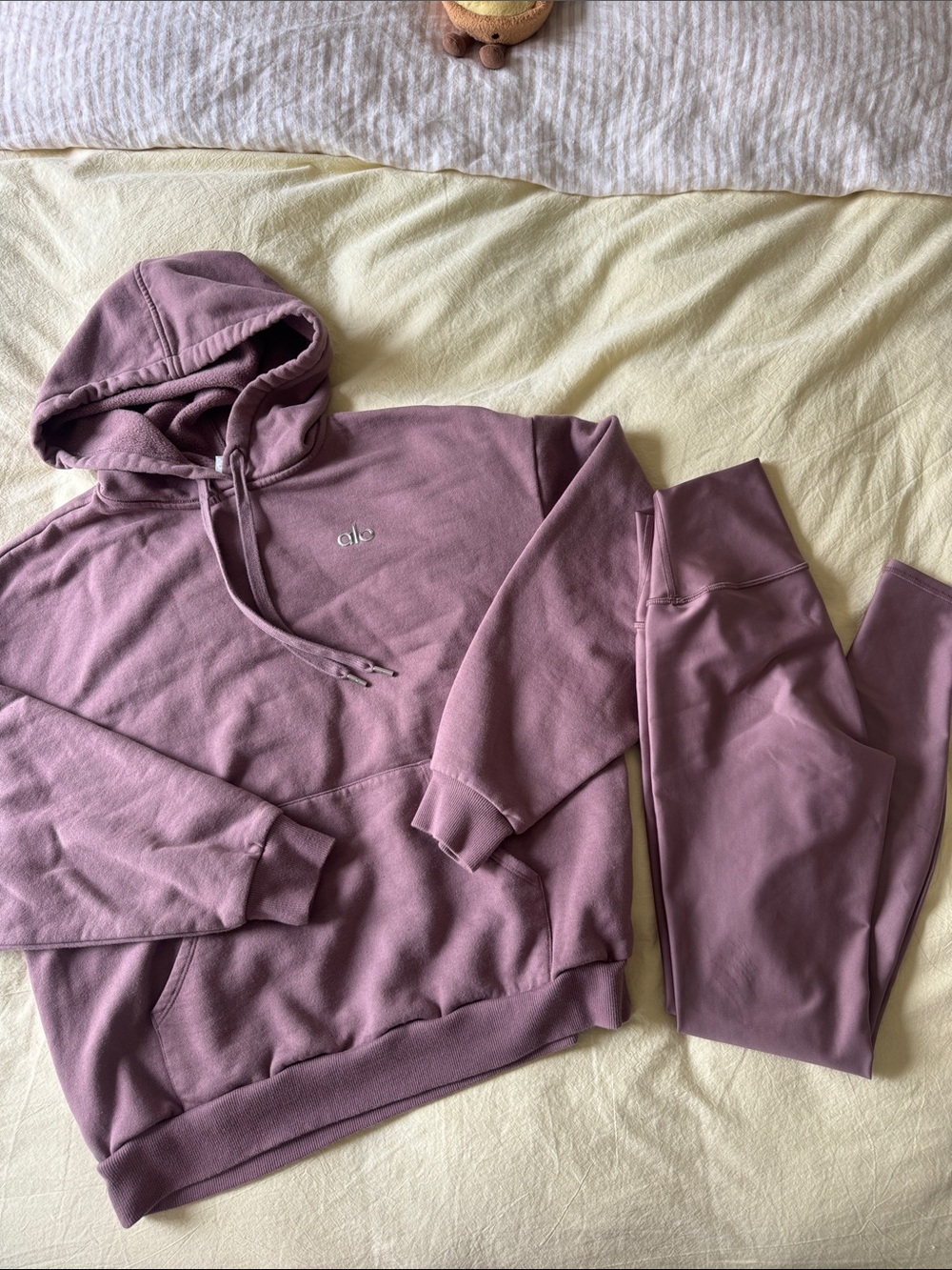 ALO Yoga Dusty Rose Hoodie and Leggings- Soft Mauve Tone